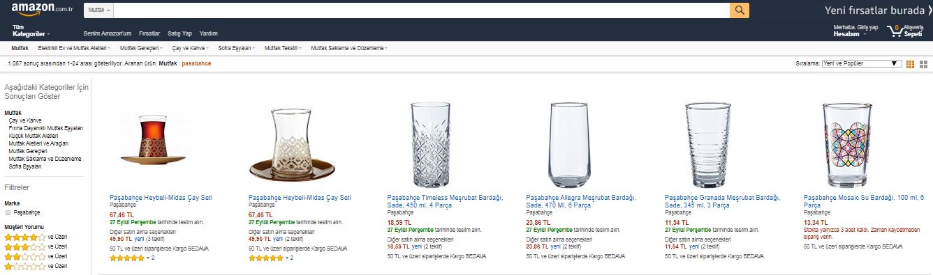Amazon Türkiye’deki İlk Yorum Paşabahçe’ye 